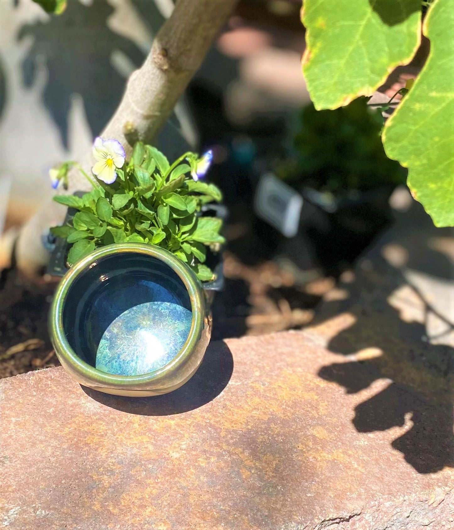 Golden monstera thumb cup / stemless wine cup