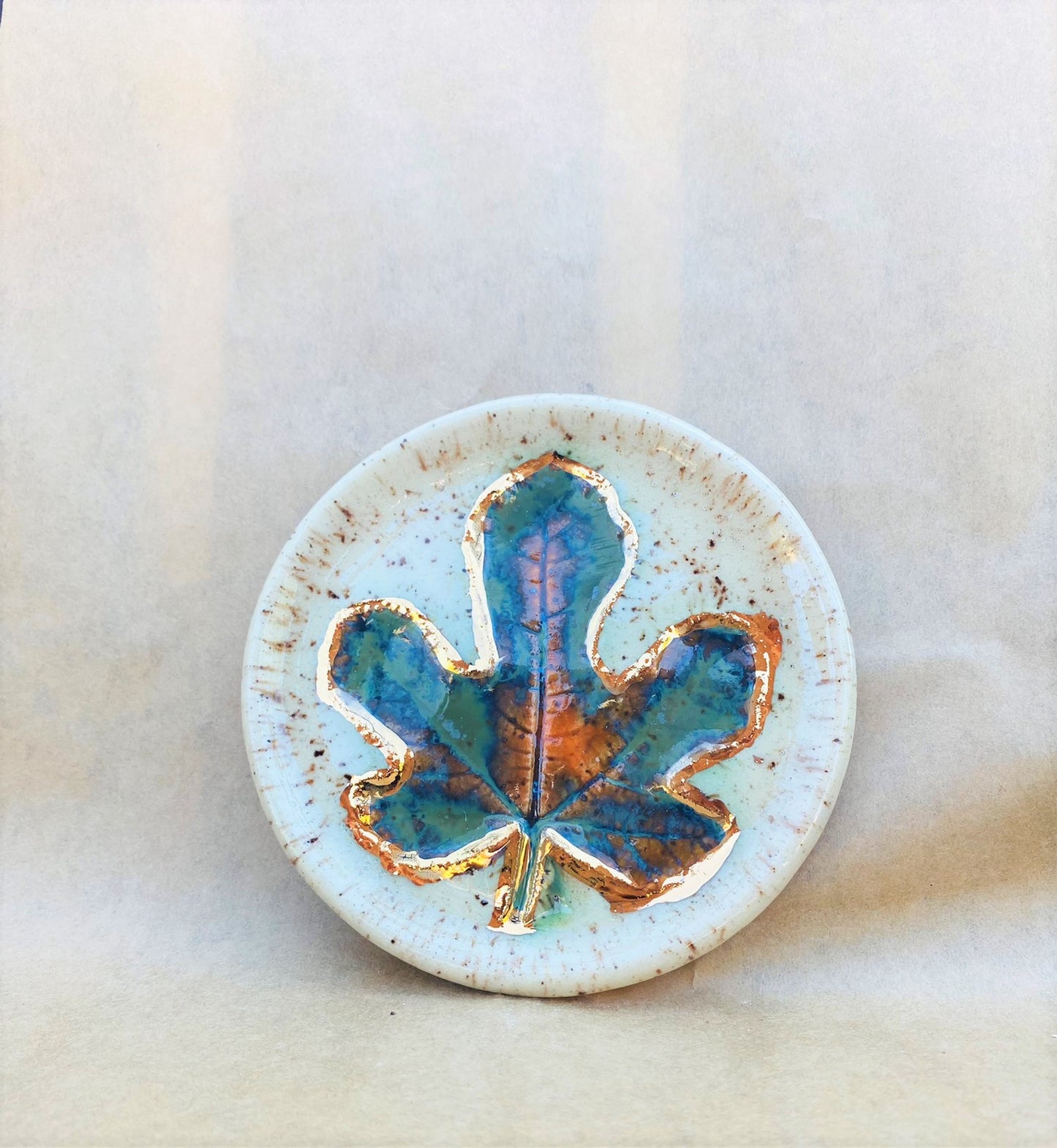 Golden Fall Fig Leaf Plate