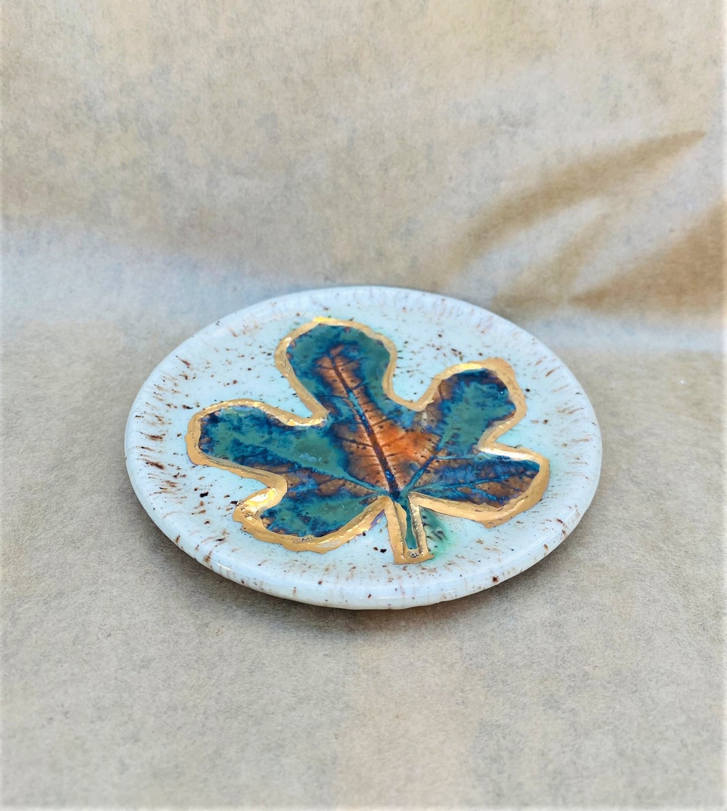 Golden Fall Fig Leaf Plate