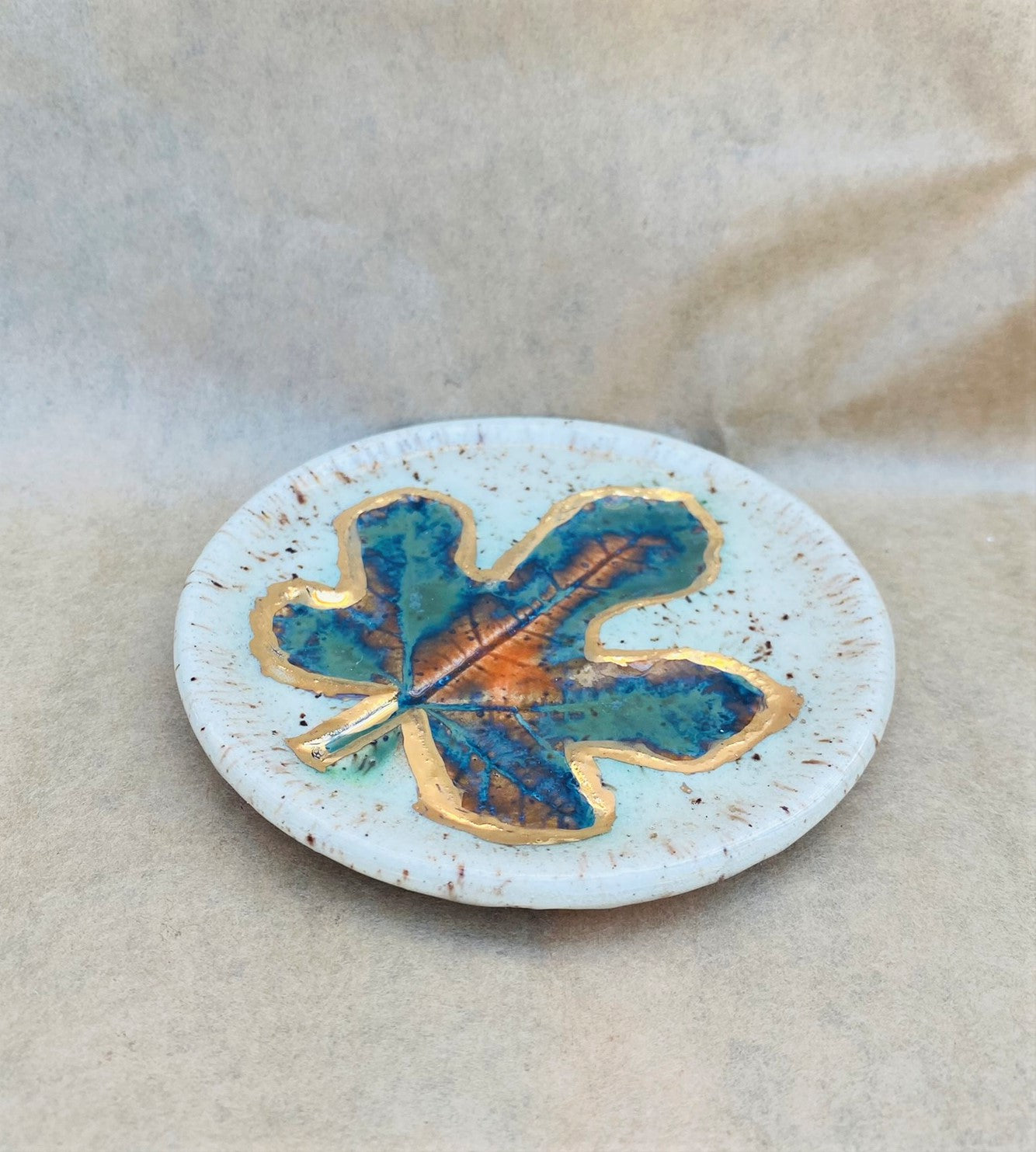 Golden Fall Fig Leaf Plate