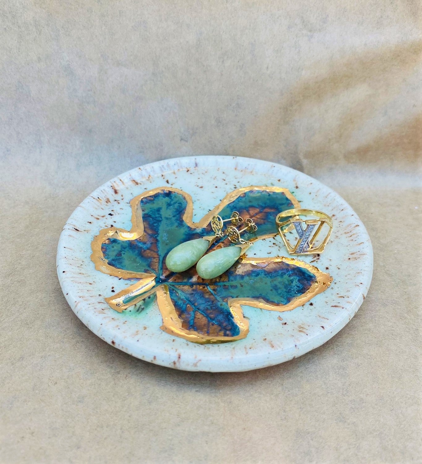 Golden Fall Fig Leaf Plate